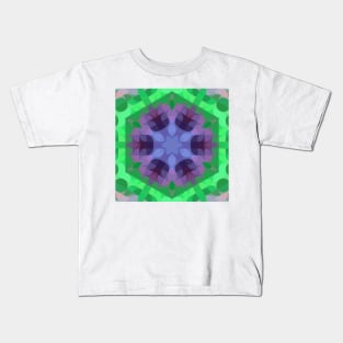 Retro Mandala Flower Purple and Green Kids T-Shirt